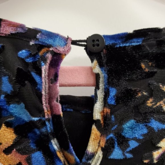 DEX Black/Blue/Orange/Pink Velour Fully Lined Long Sleeve Tunic Size M - Picture 6 of 10